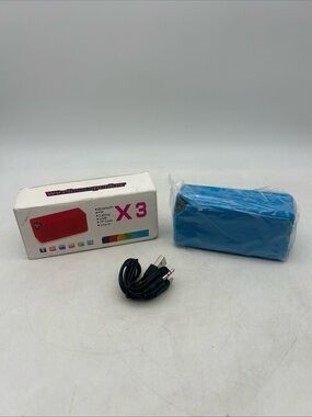 X3 Wireless Mini Bluetooth Portable Speaker - NEW Blue 2x4”